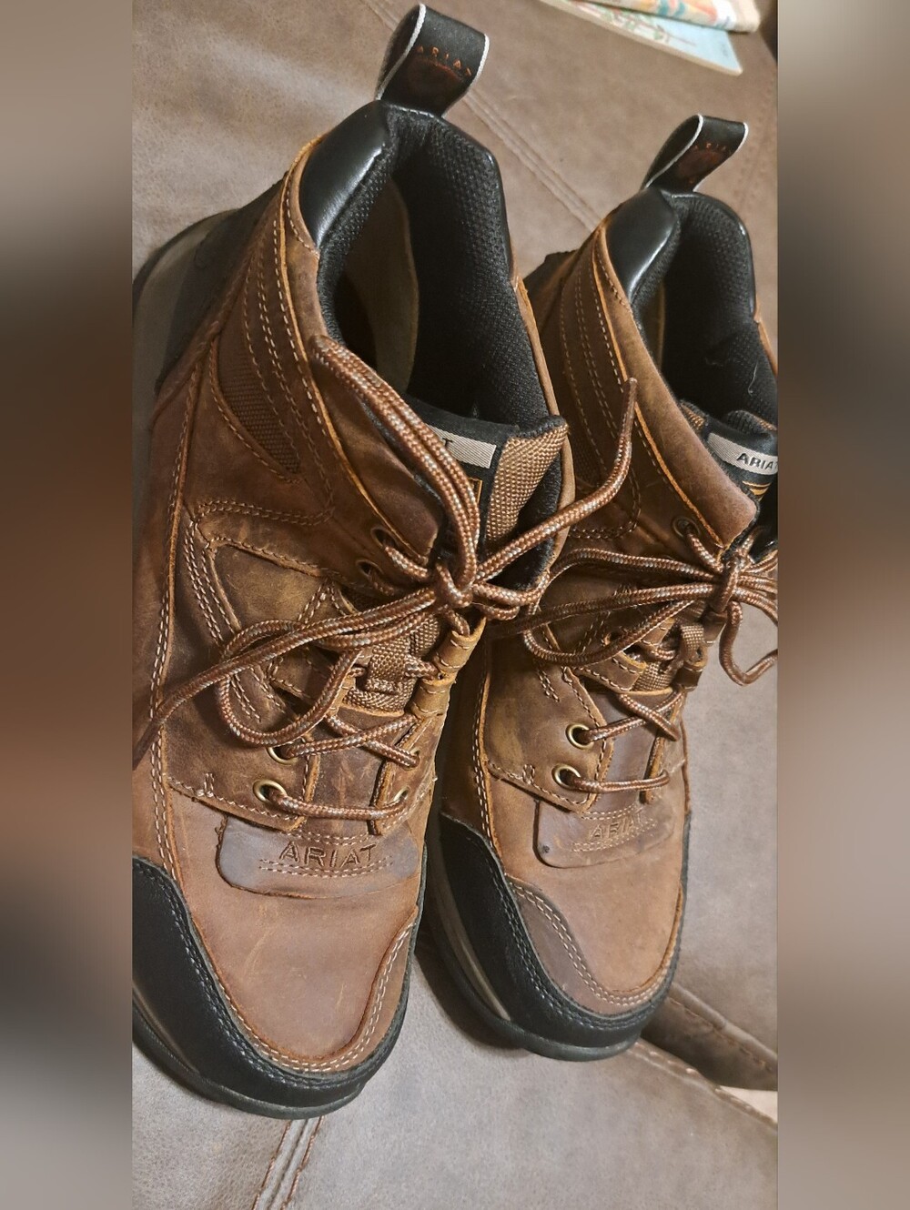 Mens Ariat Terrain Cordovan Brown Leather Hiking Boots Outdoors Work Sz 9D - Picture 2 of 10